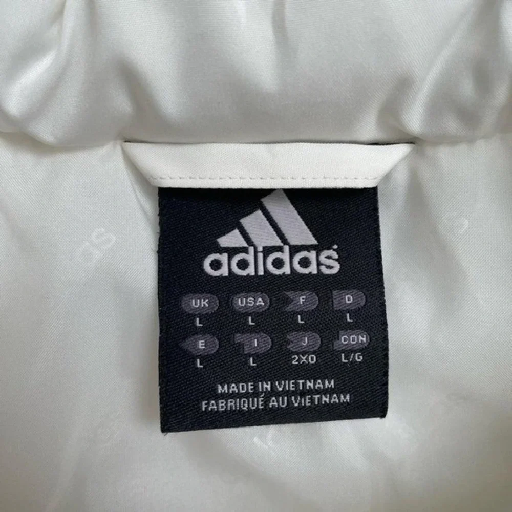 Adidas White Quilted Puffer Jacket Diamond Stitch Full Zip Mens‎ Large L